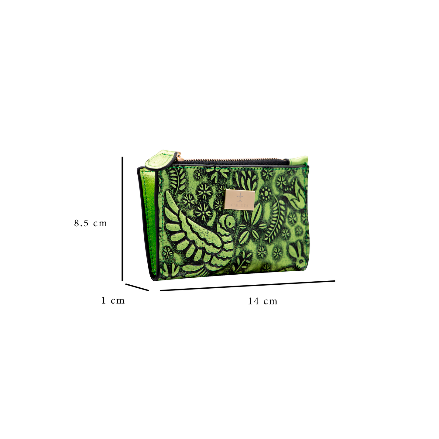 CARTERA TARJETERO VERDE METALICO