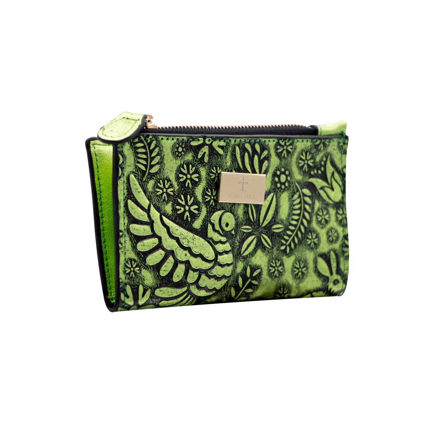 CARTERA TARJETERO VERDE METALICO