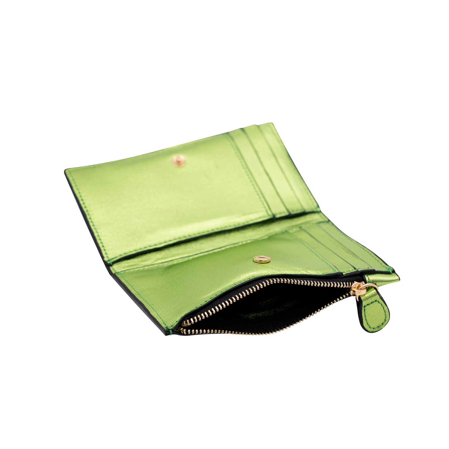 CARTERA TARJETERO VERDE METALICO