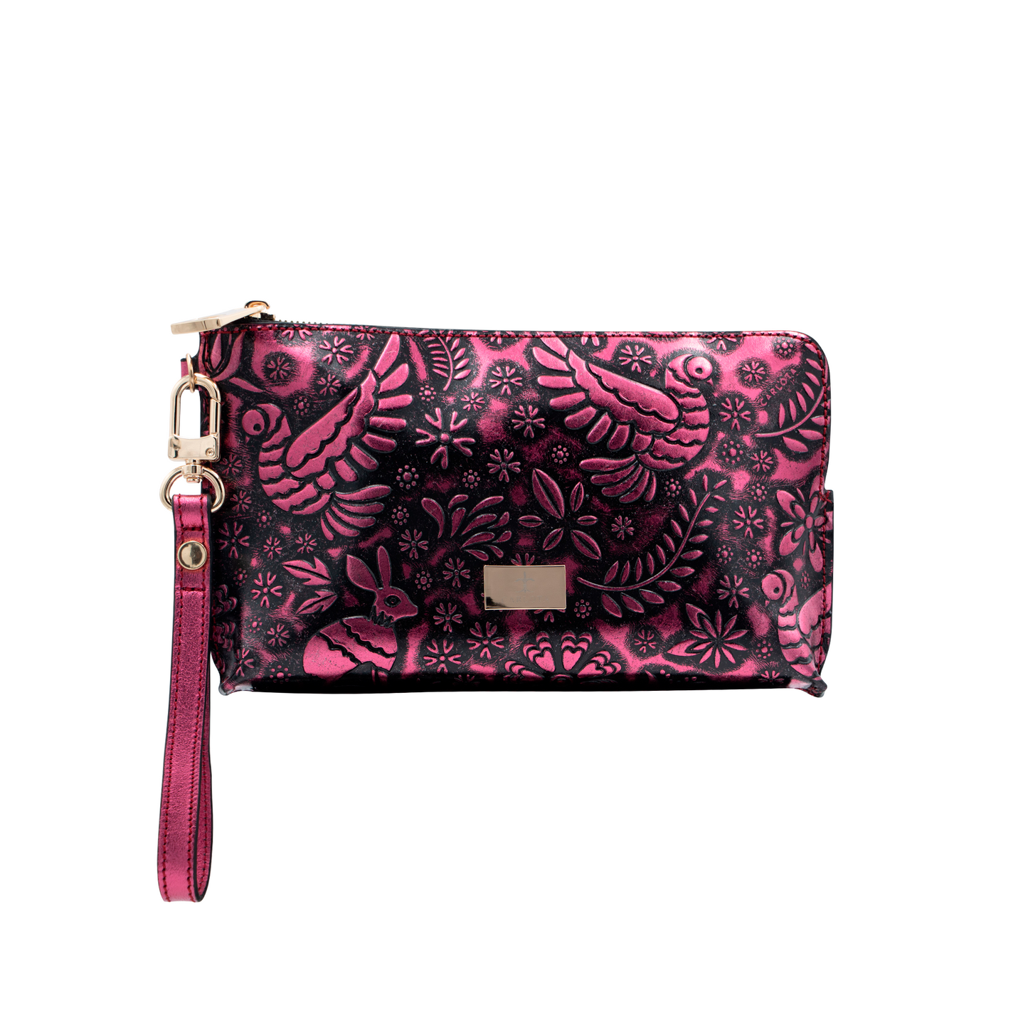 MINI CLUTCH ROSA METALICO