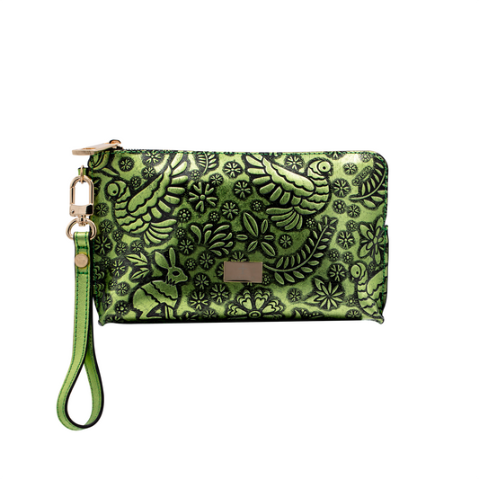 MINI CLUTCH VERDE METALICO