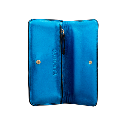 CARTERA AZUL METALICO