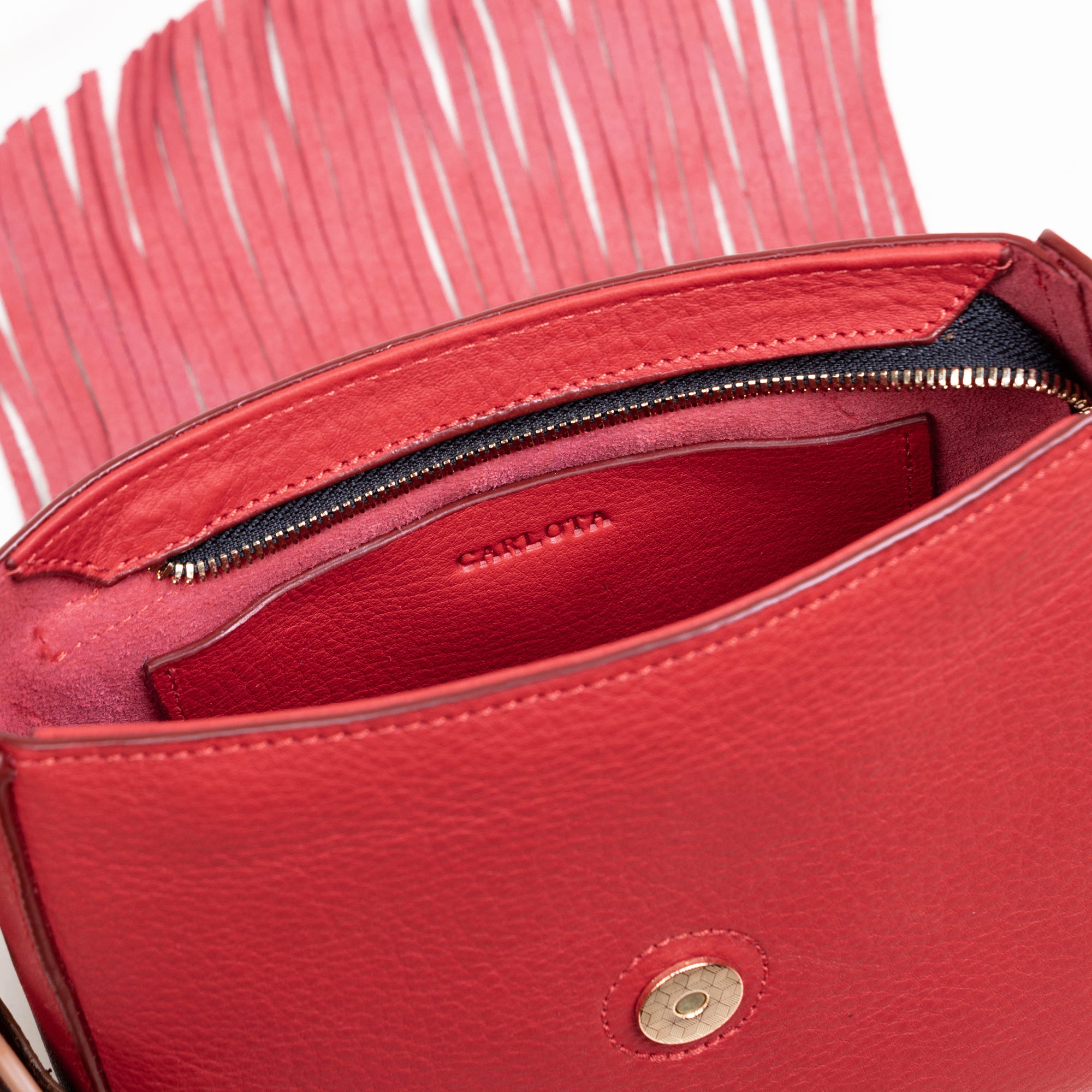 CROSSBODY FLECOS ROJO