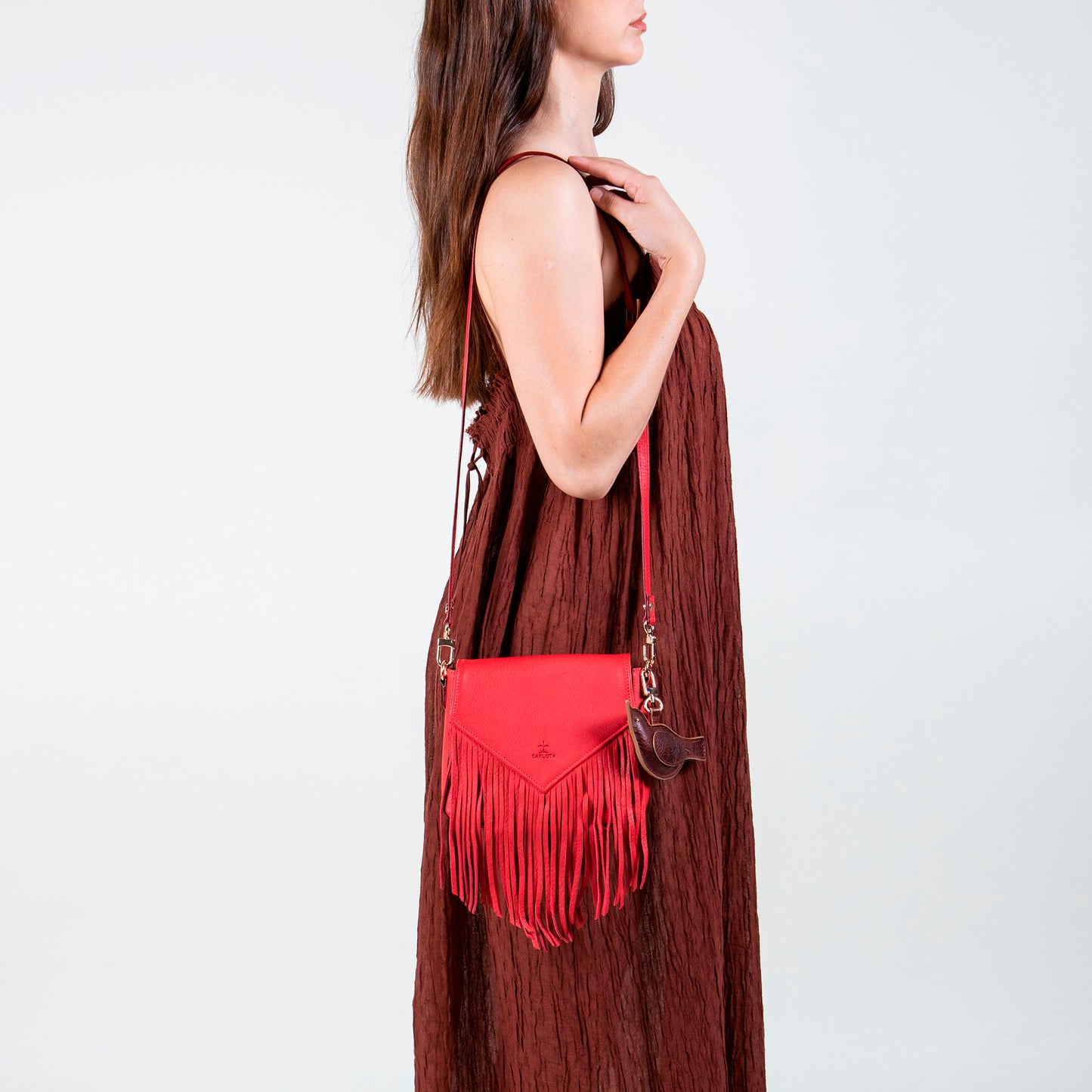 CROSSBODY FLECOS ROJO
