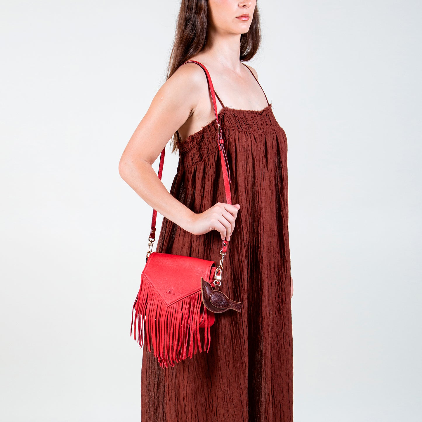 CROSSBODY FLECOS ROJO