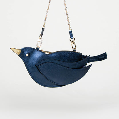 CROSSBODY PAJARITO AZUL METÁLICO