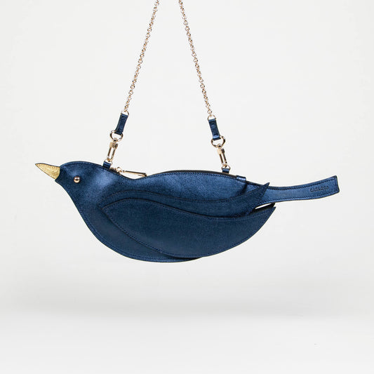 CROSSBODY PAJARITO AZUL METÁLICO
