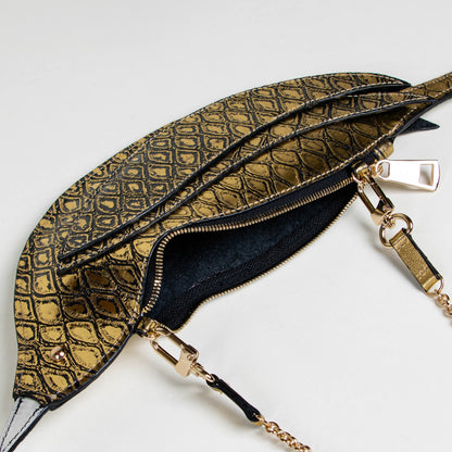 CROSSBODY PAJARITO ORO ESCAMAS