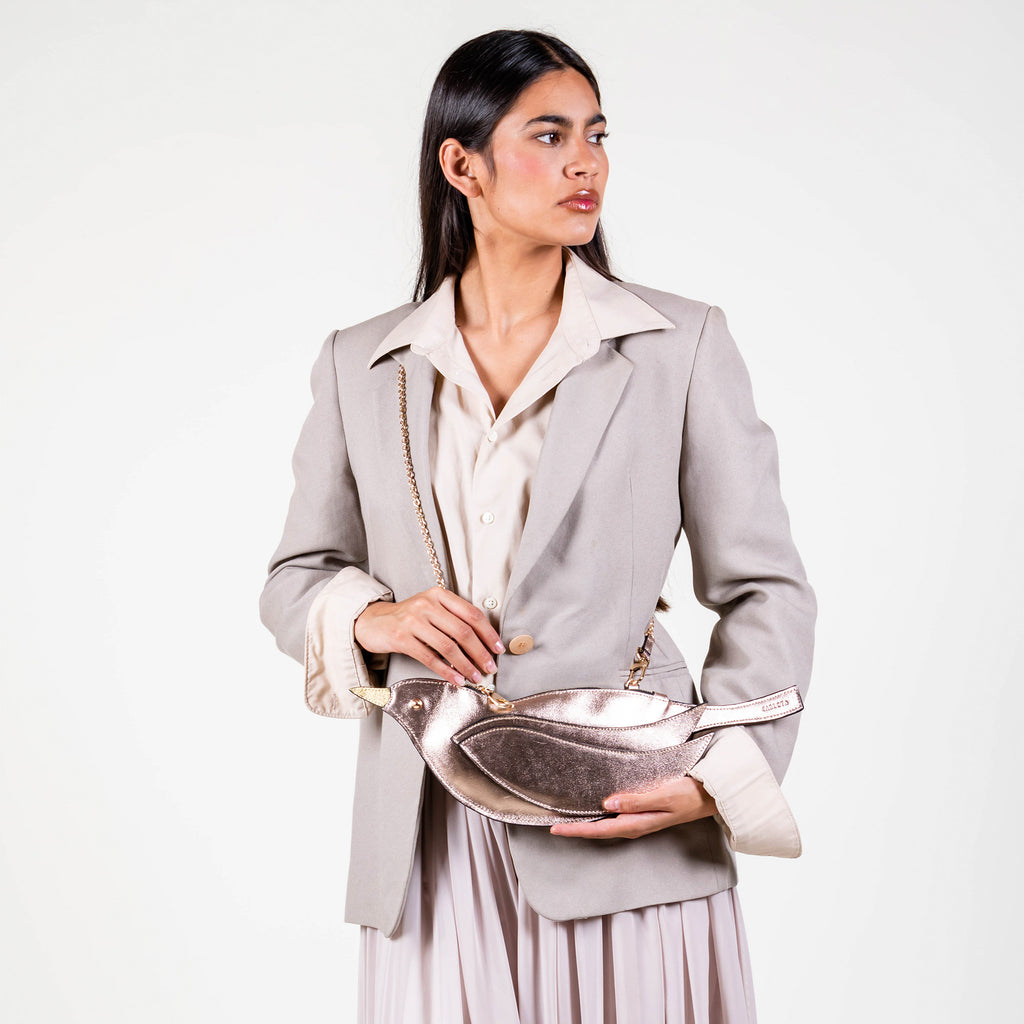 CROSSBODY PAJARITO ORO ROSA