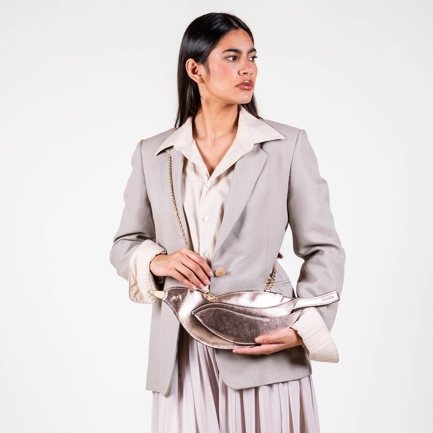 CROSSBODY PAJARITO ORO ROSA