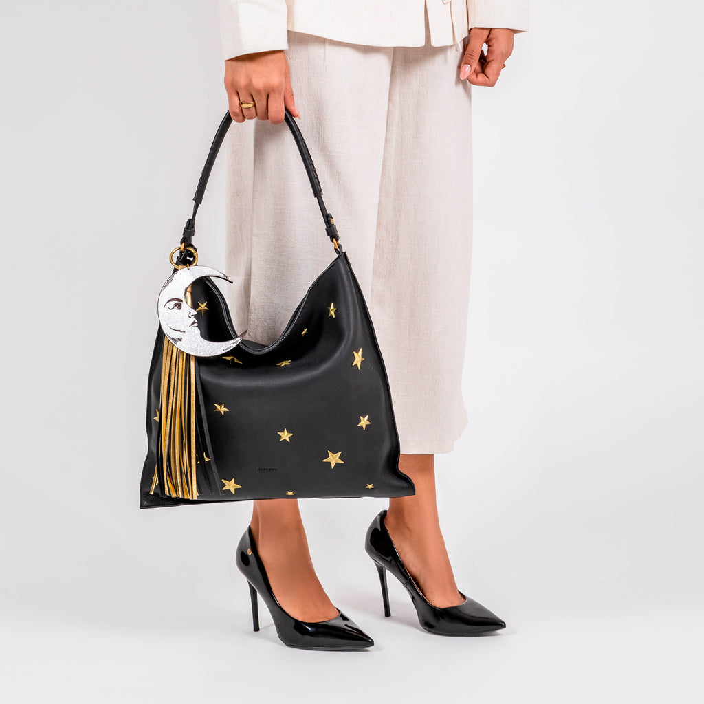 BLACK LUNA Y ESTRELLA HOBO